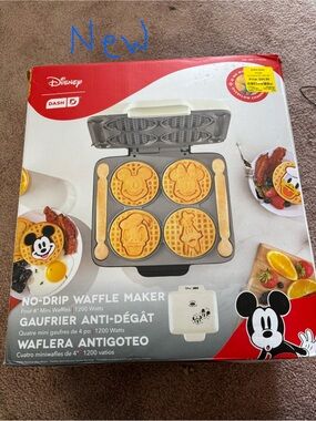 Disney Mini Mickey & Friends No-Drip Waffle Maker - White and Red Accents